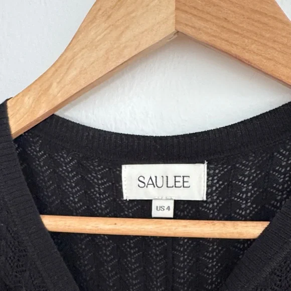 Sau Lee Black Long Sleeve Dress with Cut-Out Accents Long Sleeve